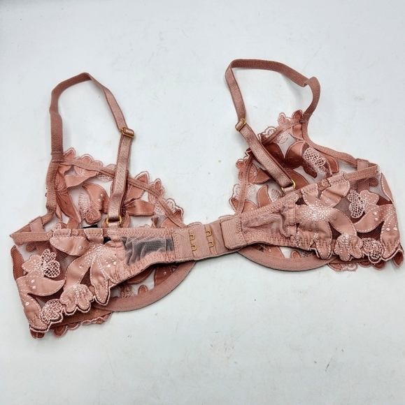 Victoria's Secret Dream Angels Floral Laced Mesh Detail Blush Mauve Bra Size 32D - Picture 5 of 12